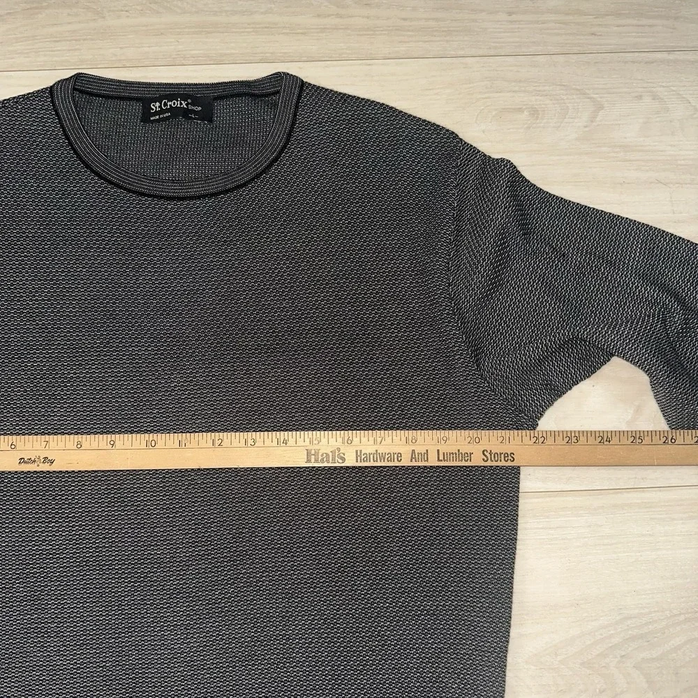 Vintage St. Croix Knits Men's Sweater Size L Cotton Blend Black Birds Eye Preppy - Picture 5 of 8